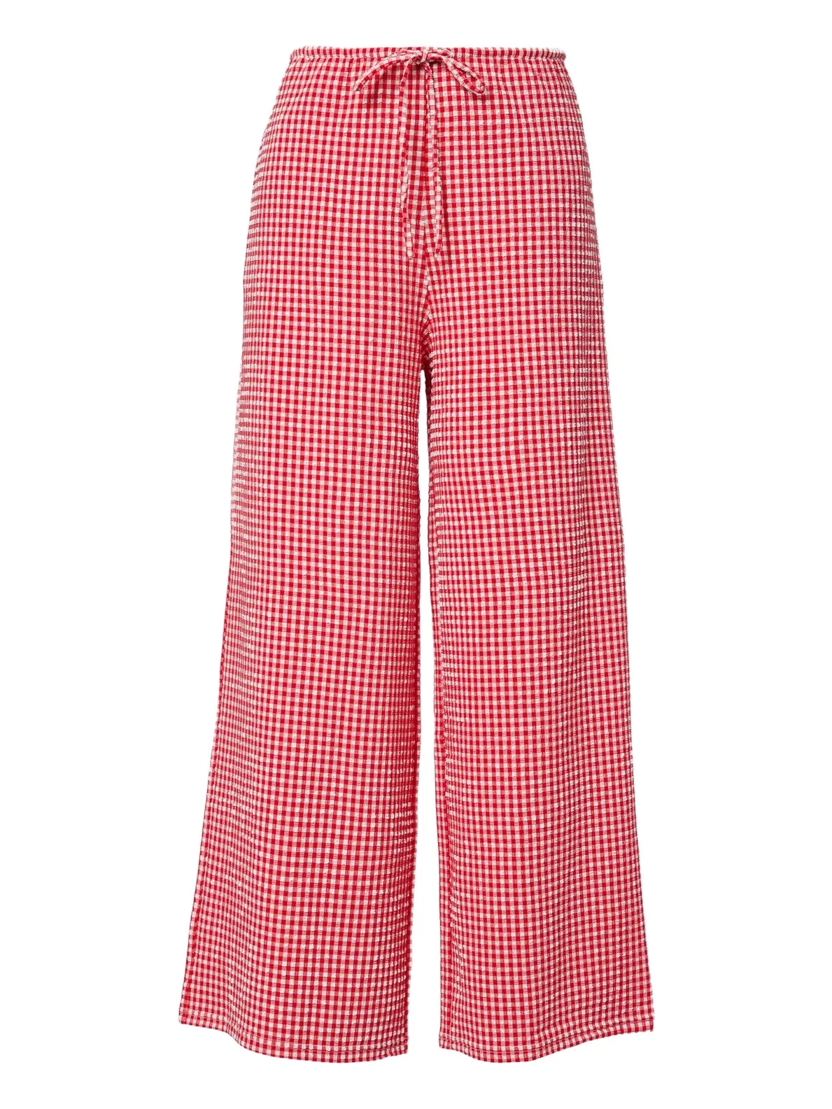 Gingham seersucker wide-leg pants Gingham seersucker wide-leg pants