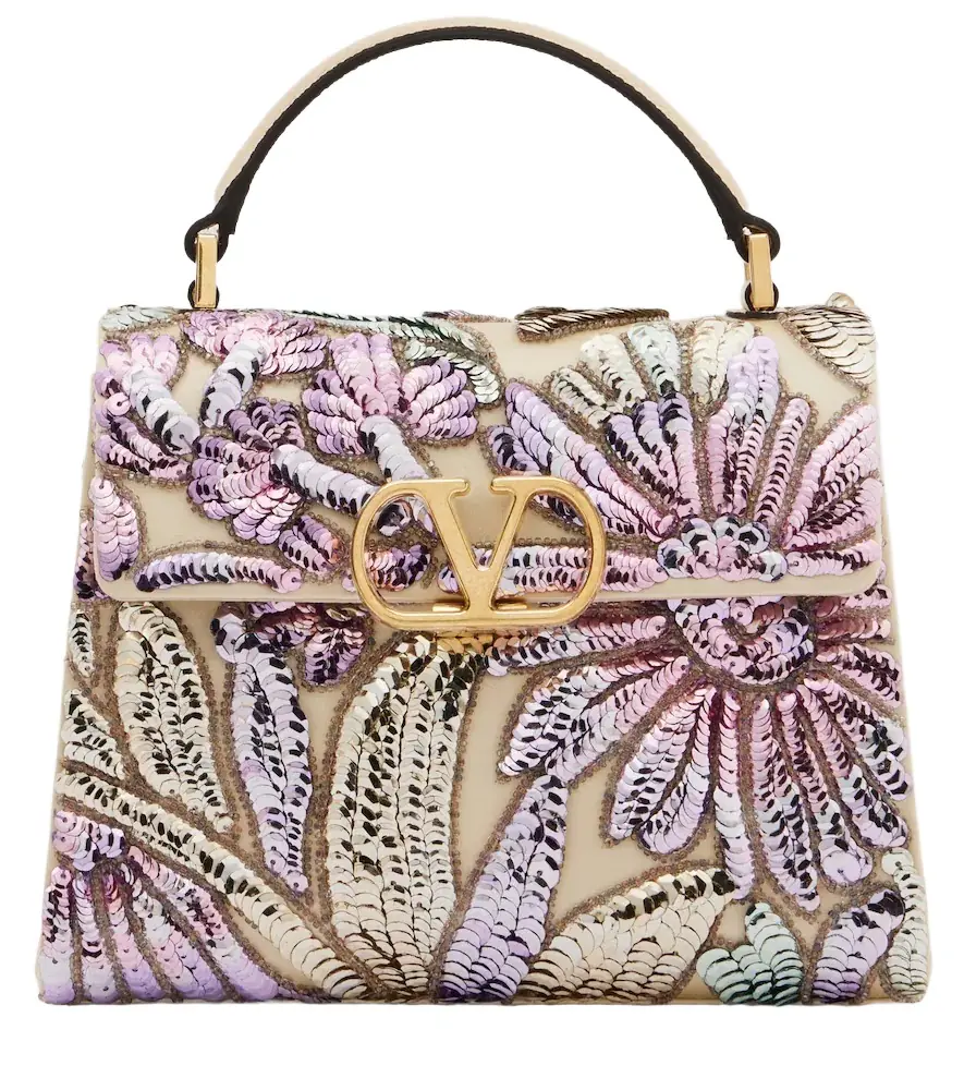 Valentino Garavani VSling Mini sequined satin top-handle bag | Image 1 Valentino Garavani VSling Mini sequined satin top-handle bag | Image 1