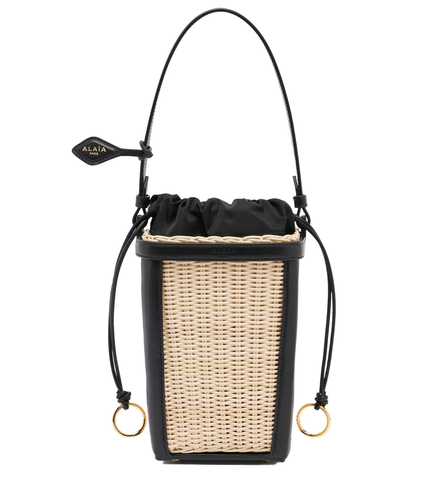 Small wicker and leather bucket bag Small wicker and leather bucket bag