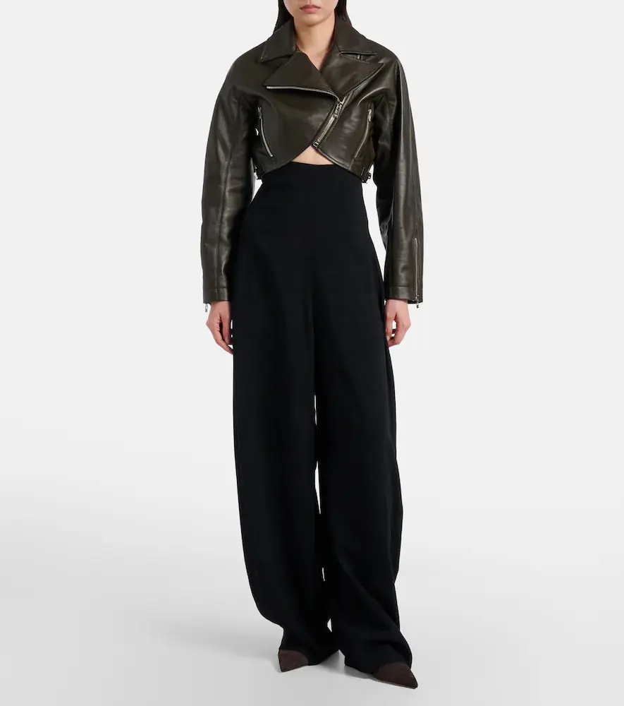 Alaïa Alaïa Cropped leather biker jacket | Thumbnail 4