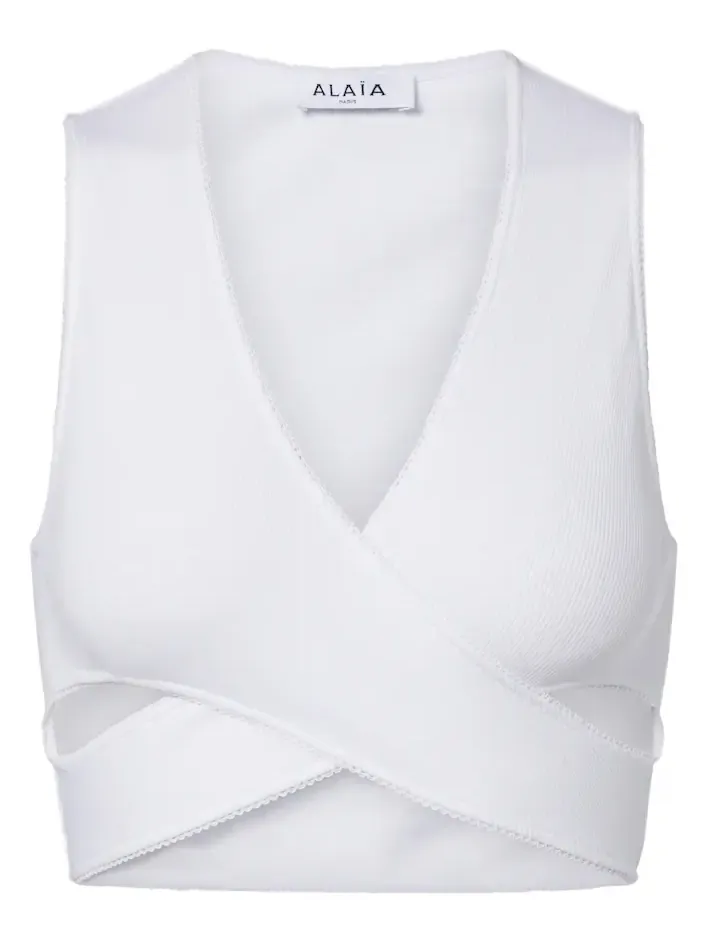 Alaïa Ribbed-knit jersey crop top