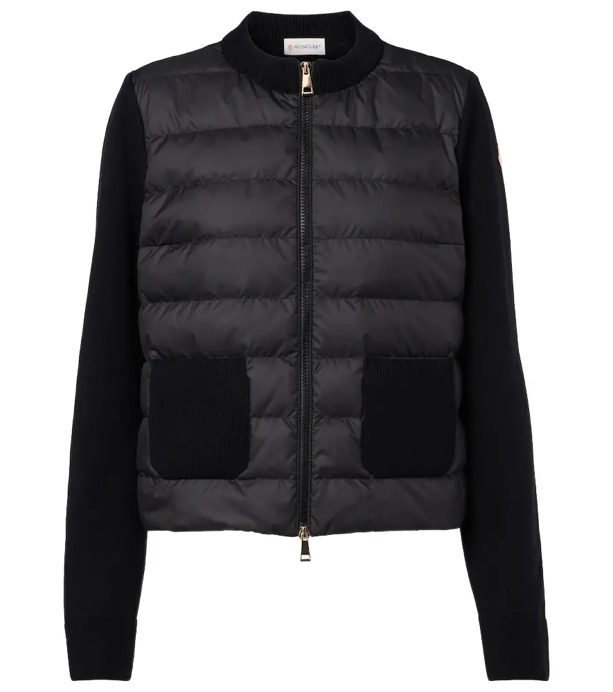Moncler Down-paneled virgin wool cardigan | Image 1 Moncler Down-paneled virgin wool cardigan | Image 1