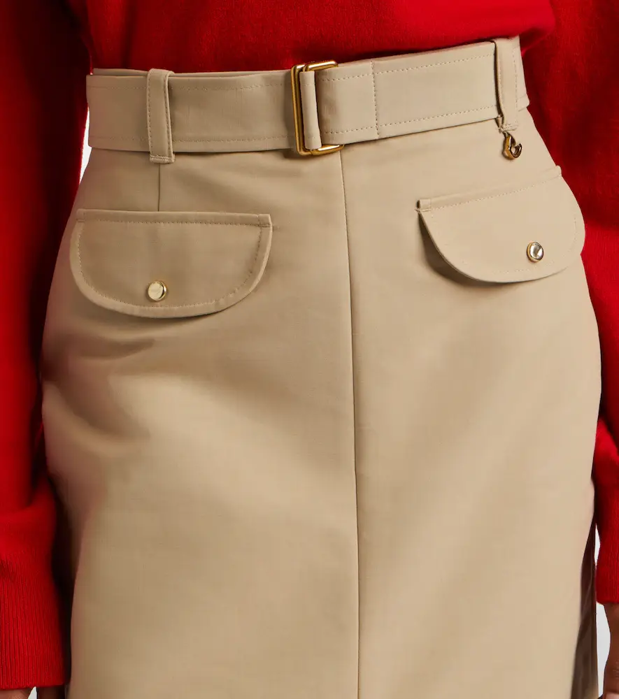 Moncler Belted cotton pencil skirt | Thumbnail 6