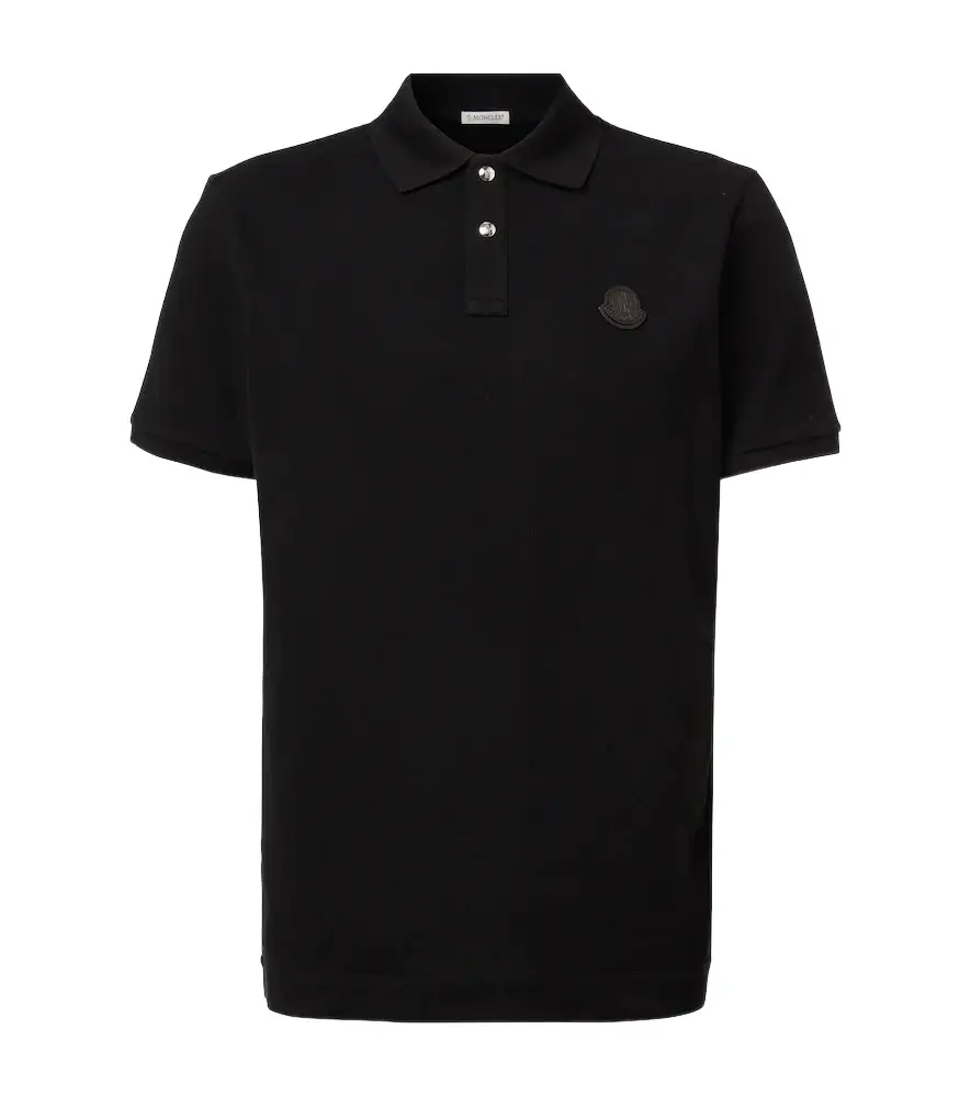 Moncler Leather-trimmed cotton piqué polo shirt | Image 1 Moncler Leather-trimmed cotton piqué polo shirt | Image 1