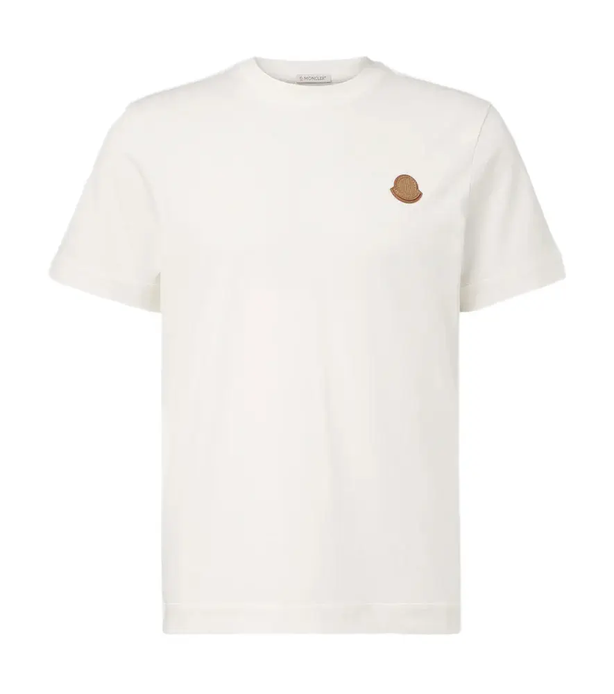 Moncler Leather-trimmed cotton jersey T-shirt | Image 1 Moncler Leather-trimmed cotton jersey T-shirt | Image 1