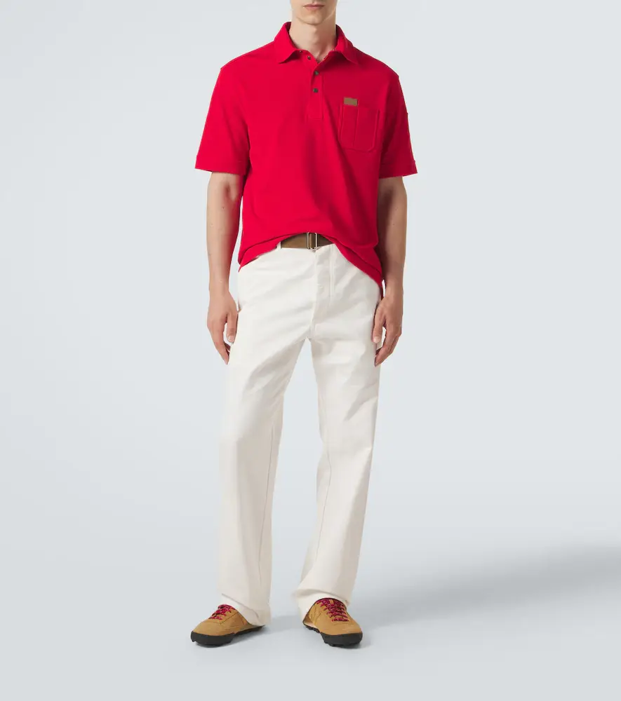 Moncler Leather-trimmed cotton piqué polo shirt | Thumbnail 2 Moncler Leather-trimmed cotton piqué polo shirt | Thumbnail 2