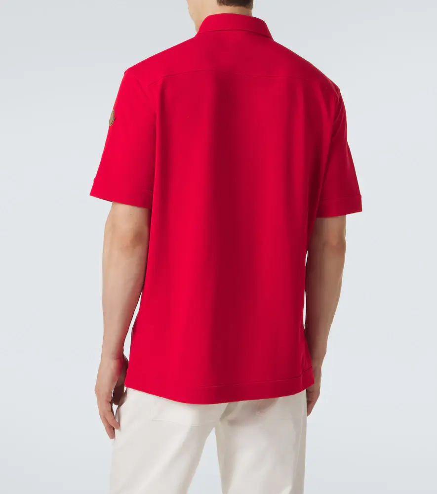 Moncler Leather-trimmed cotton piqué polo shirt | Thumbnail 4 Moncler Leather-trimmed cotton piqué polo shirt | Thumbnail 4