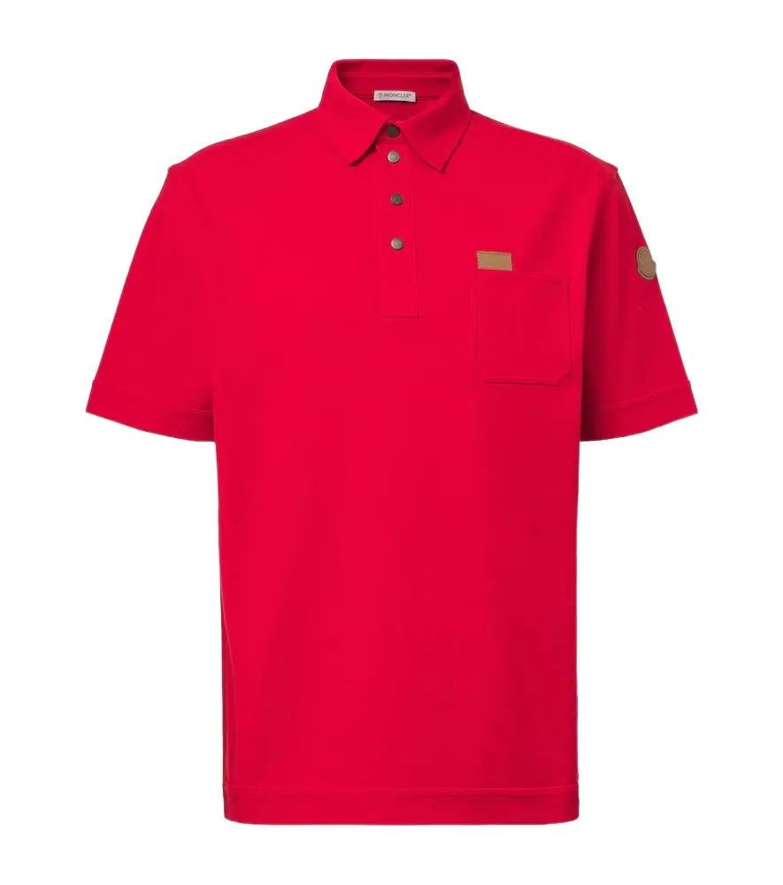 Moncler eather-trimmed cotton piqué polo shirt | Image 1 Moncler eather-trimmed cotton piqué polo shirt | Image 1