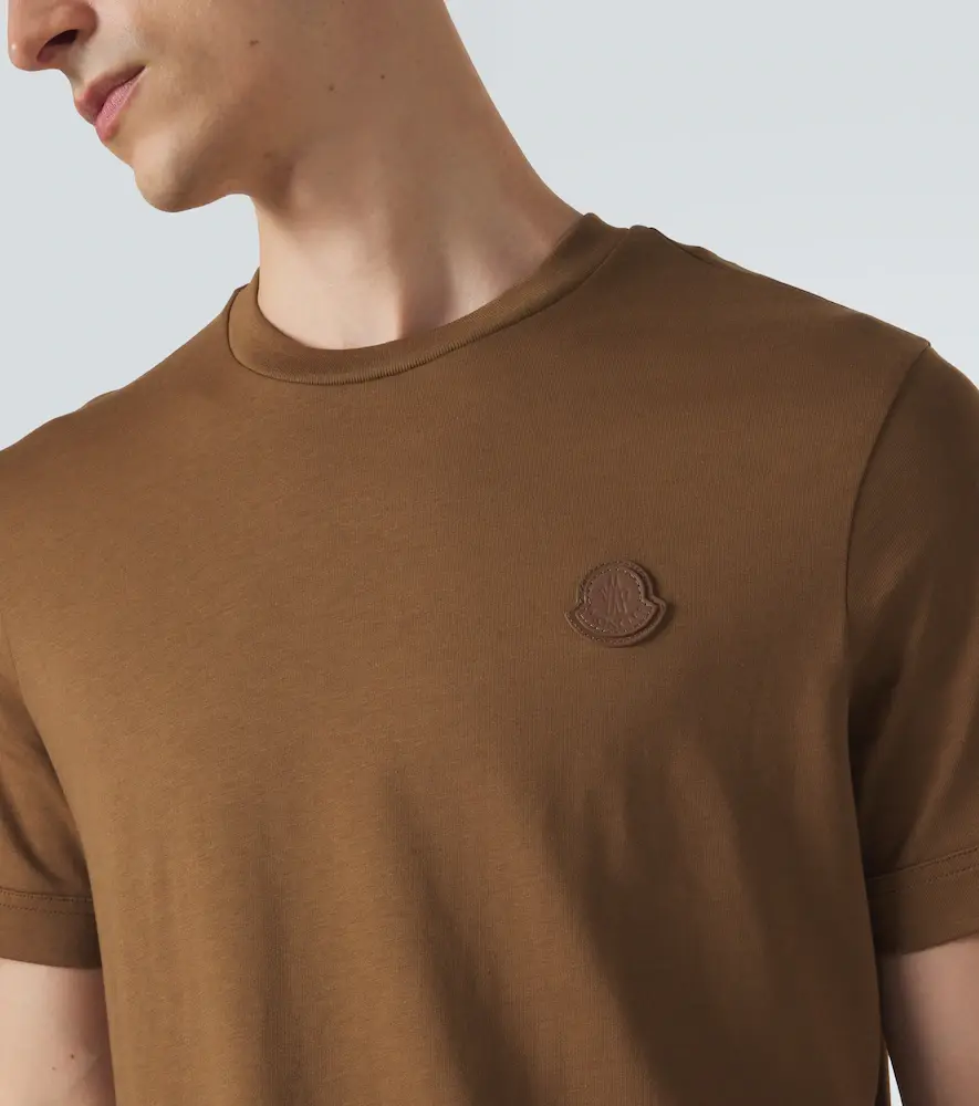 Moncler Leather-trimmed cotton jersey T-shirt | Thumbnail 3 Moncler Leather-trimmed cotton jersey T-shirt | Thumbnail 3