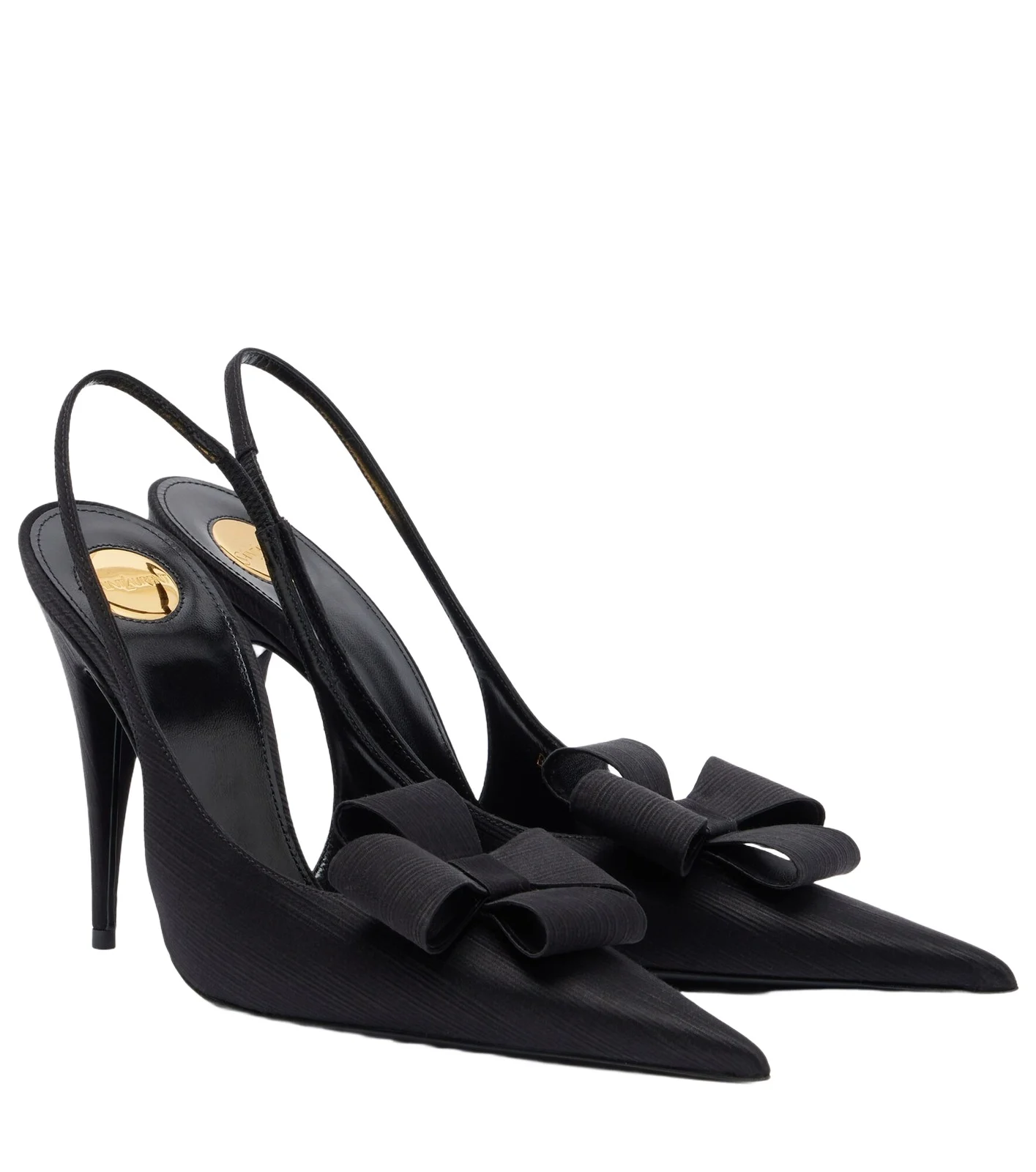 Saint Laurent Tea bow-detail satin slingback pumps