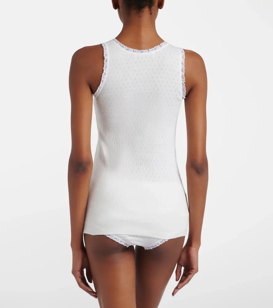 Miu Miu Lace-trimmed pointelle cotton tank top | Thumbnail 3 Miu Miu Lace-trimmed pointelle cotton tank top | Thumbnail 3