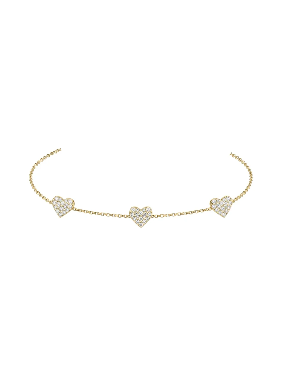0.33ct Diamond 18K Gold Stationed Heart Chain Bracelet