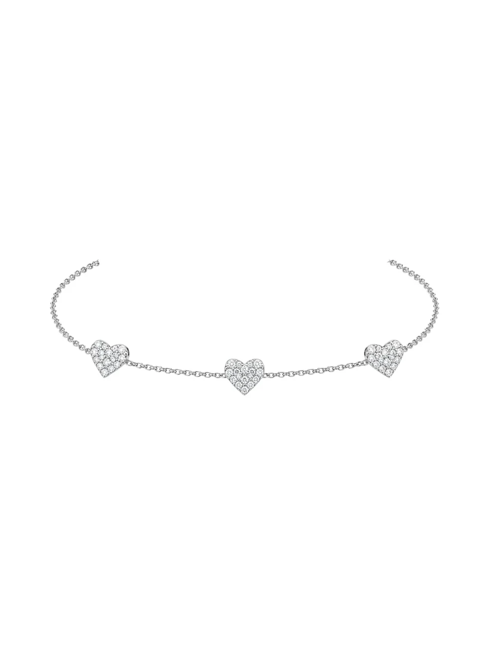 0.33ct Diamond 18K Gold Stationed Heart Chain Bracelet