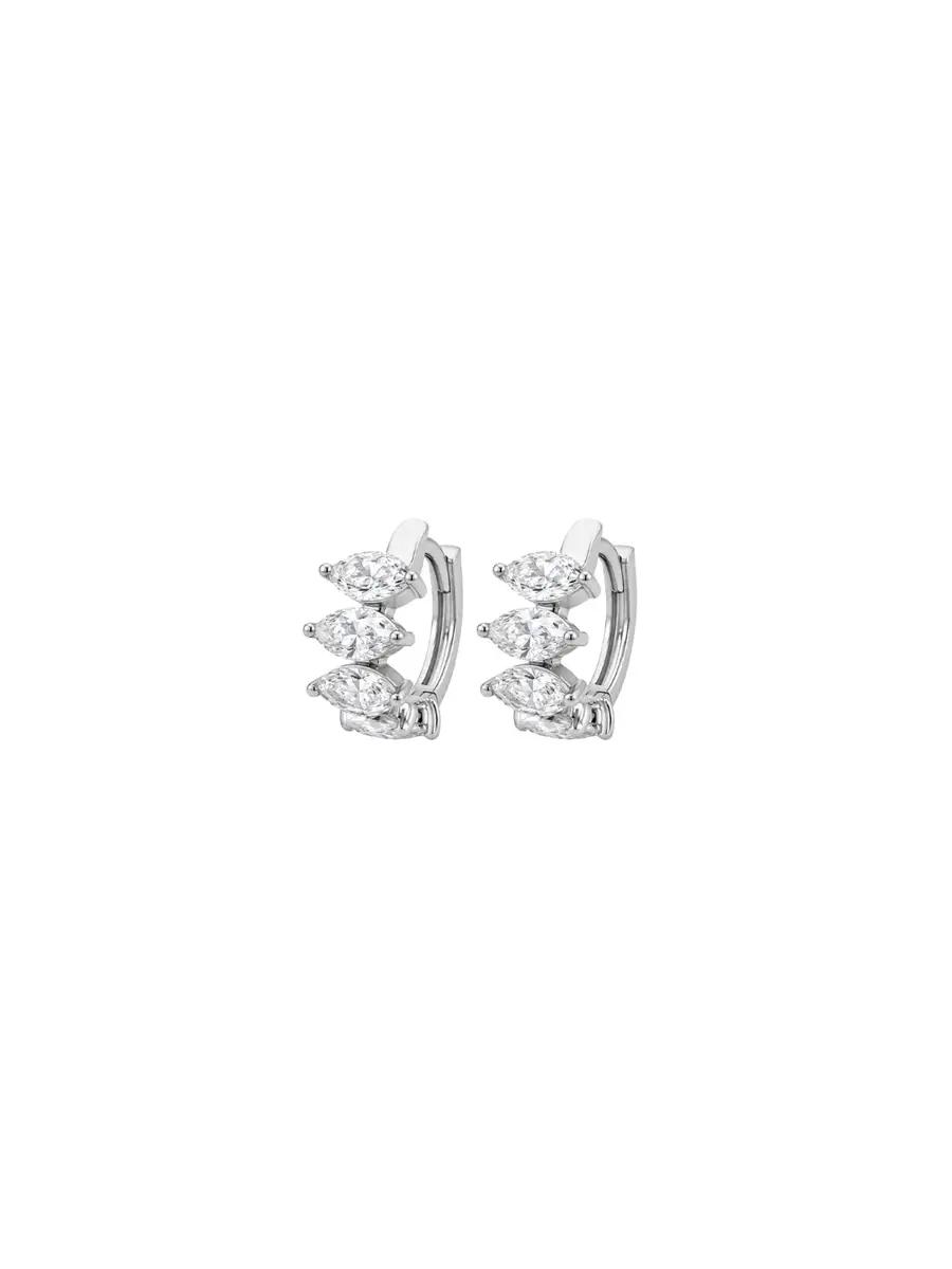 Wish Fine Jewelry 2.49ct Diamond 18K Gold Huggie Marquis Hoop Earrings | Thumbnail 2 Wish Fine Jewelry 2.49ct Diamond 18K Gold Huggie Marquis Hoop Earrings | Thumbnail 2