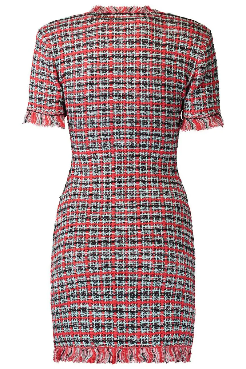 Self-Portrait Check Frayed Mini Dress | Thumbnail 3 Self-Portrait Check Frayed Mini Dress | Thumbnail 3