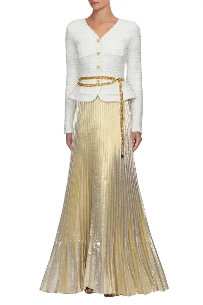 Self-Portrait Textured Metallic Maxi Dress | Image 1 Self-Portrait Textured Metallic Maxi Dress | Image 1