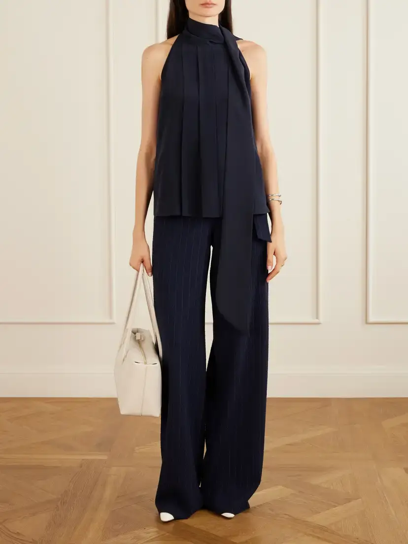 Max Mara Fune Draped Pleated Silk Blouse | Thumbnail 2 Max Mara Fune Draped Pleated Silk Blouse | Thumbnail 2