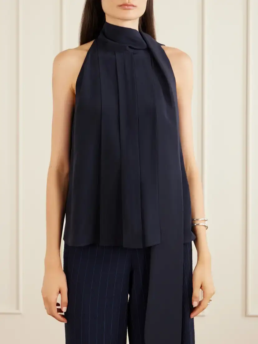 Max Mara Fune Draped Pleated Silk Blouse | Thumbnail 3 Max Mara Fune Draped Pleated Silk Blouse | Thumbnail 3