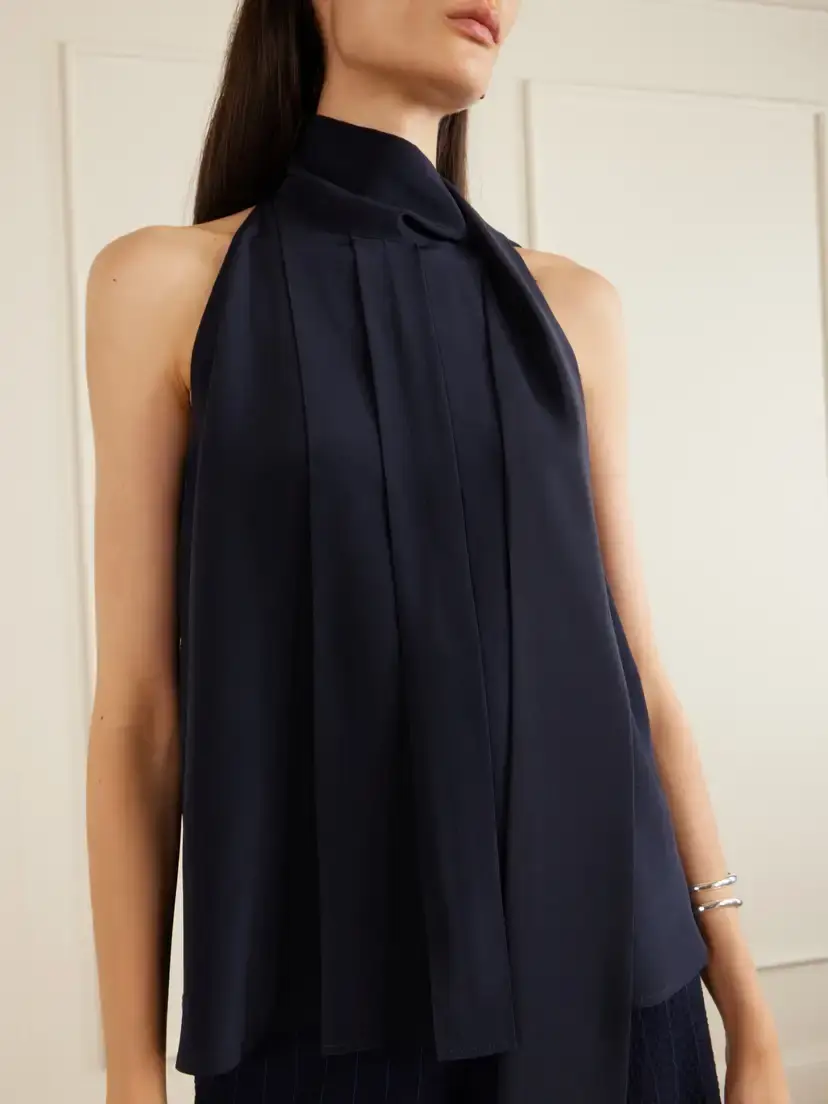 Max Mara Fune Draped Pleated Silk Blouse | Thumbnail 5 Max Mara Fune Draped Pleated Silk Blouse | Thumbnail 5