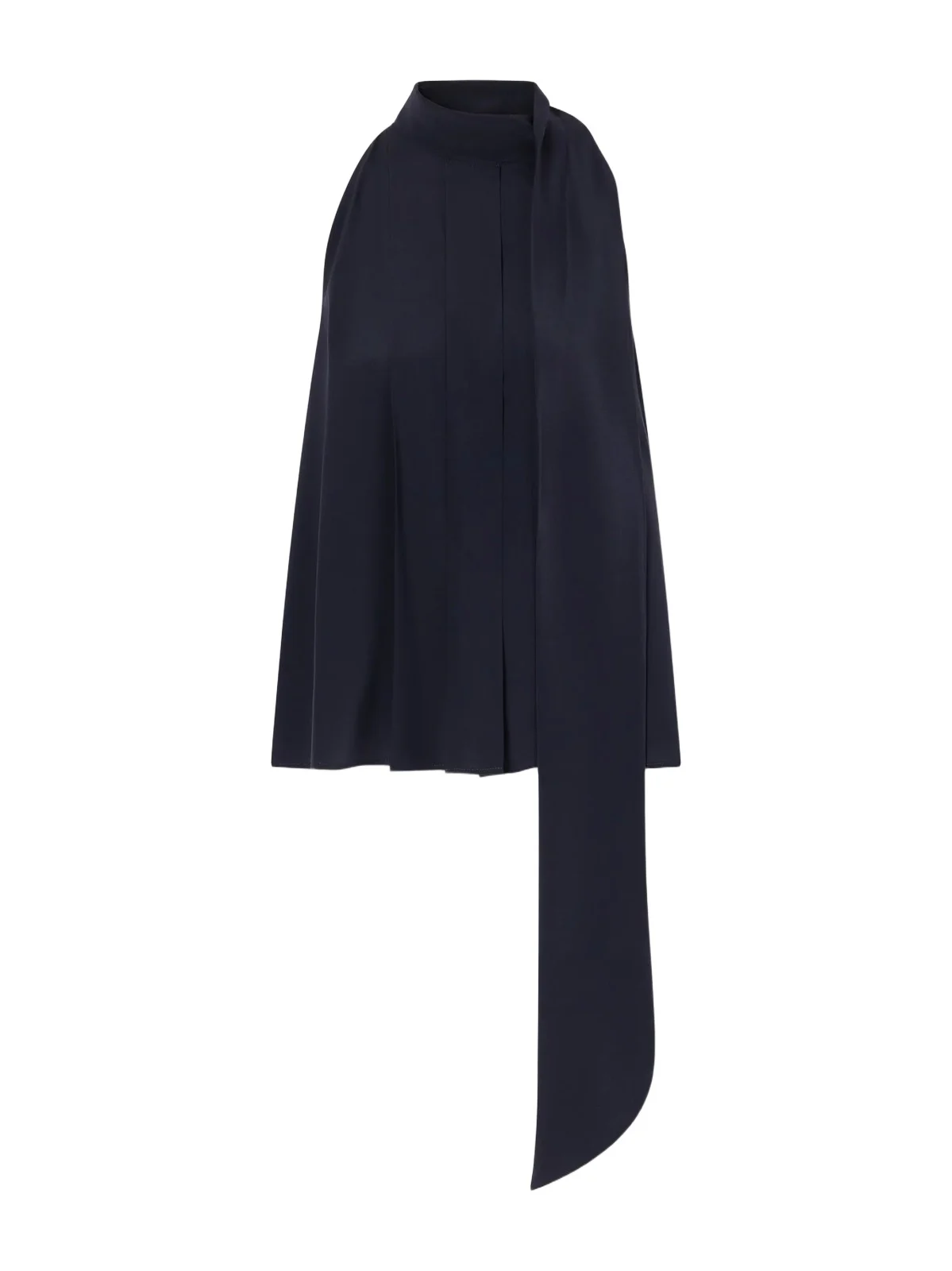 Fune Draped Pleated Silk Blouse