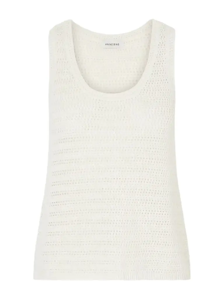 Anine Bing Arie Open-knit Cotton-blend Tank | Image 1 Anine Bing Arie Open-knit Cotton-blend Tank | Image 1