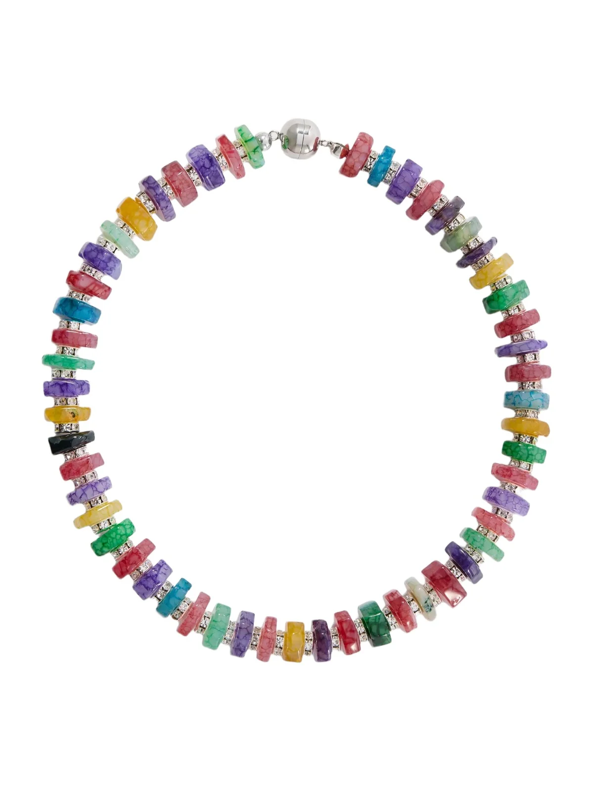 Julietta Mira Rhodium-pleated Multi-stone Beaded Necklace