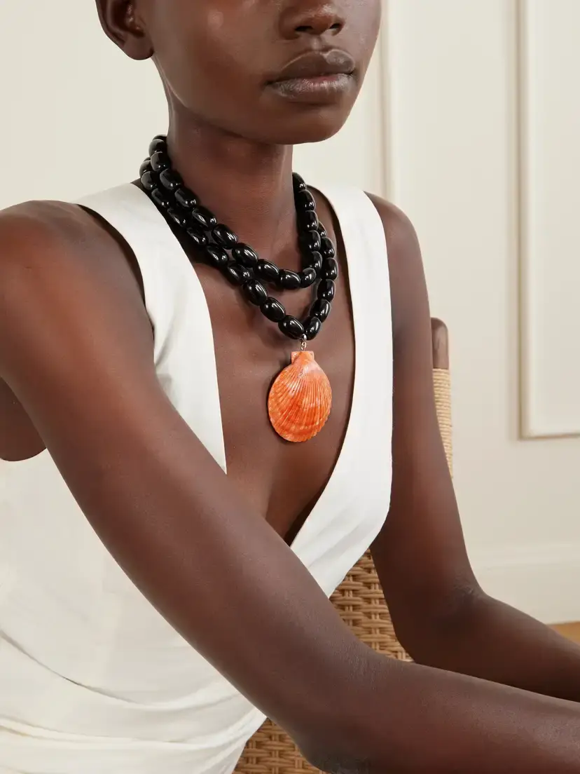 Julietta Luma Rhodium-pleated, Onyx, Shell And Resin Beaded Necklace | Thumbnail 2 Julietta Luma Rhodium-pleated, Onyx, Shell And Resin Beaded Necklace | Thumbnail 2