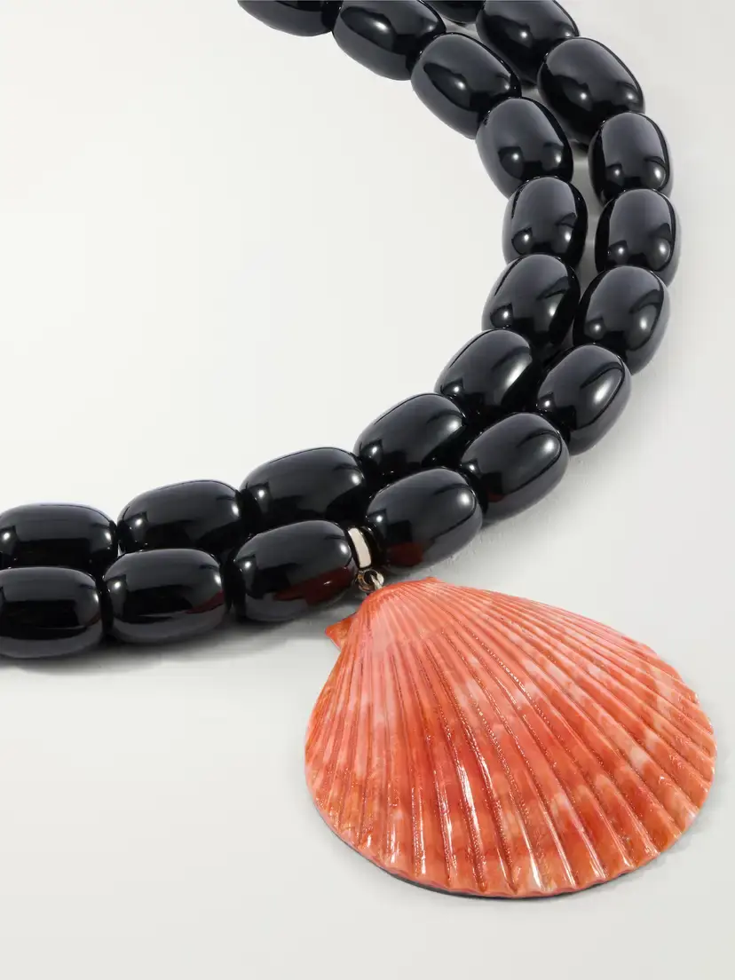 Julietta Luma Rhodium-pleated, Onyx, Shell And Resin Beaded Necklace | Thumbnail 4 Julietta Luma Rhodium-pleated, Onyx, Shell And Resin Beaded Necklace | Thumbnail 4