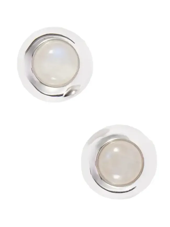 Bombé Rhodium-plated Moonstone Earrings Bombé Rhodium-plated Moonstone Earrings