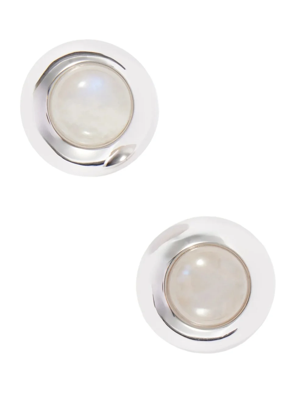 Bombé Rhodium-plated Moonstone Earrings