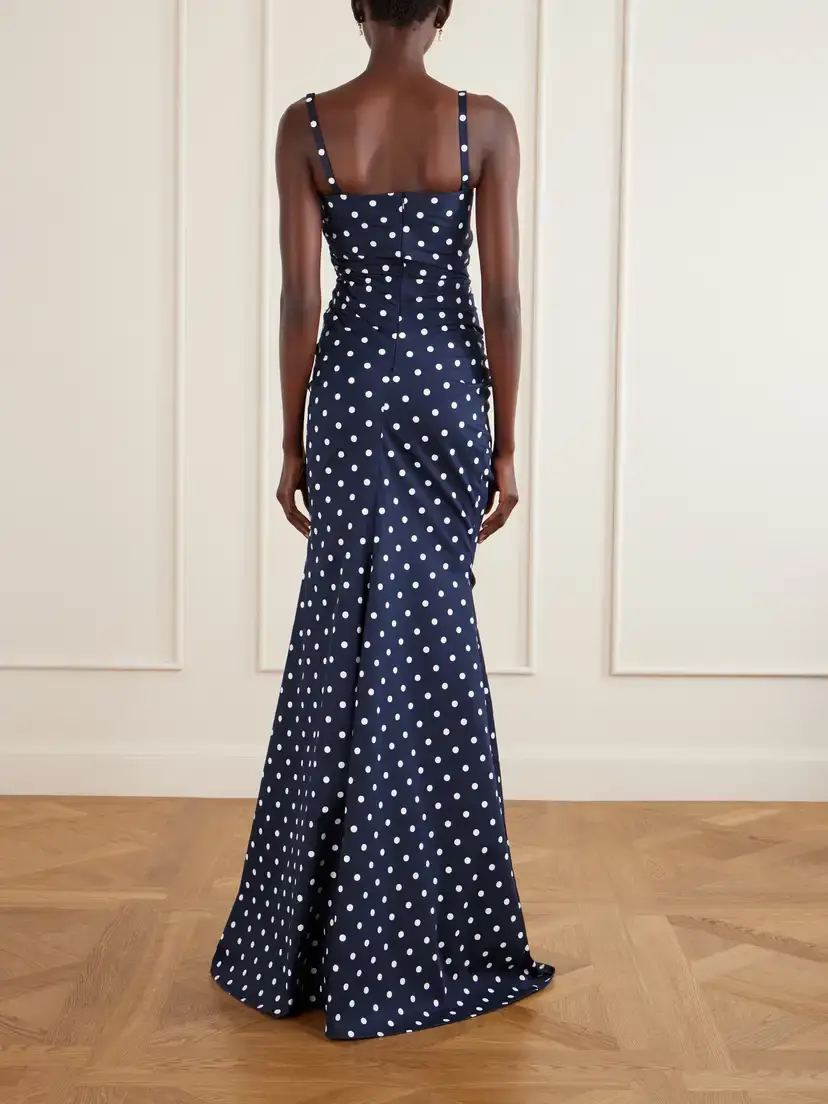 Carolina Herrera Gathered Polka-dot Cotton-blend Twill Gown | Thumbnail 3
