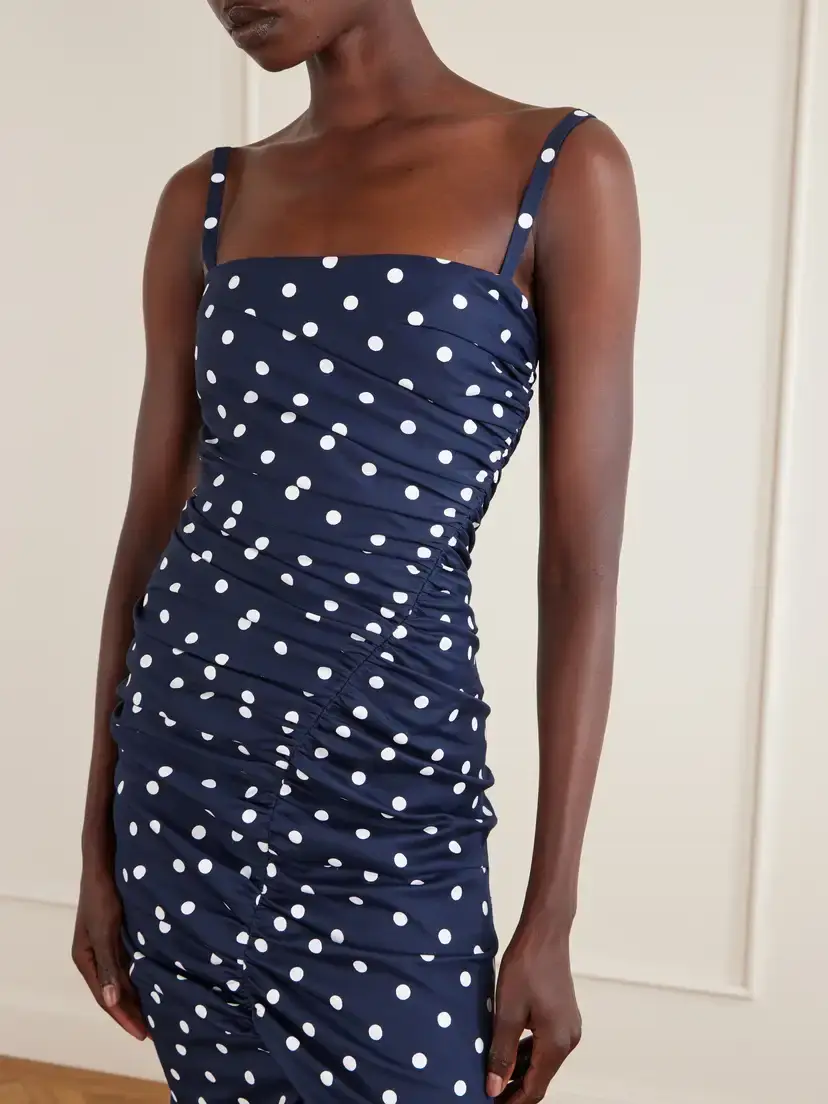 Carolina Herrera Gathered Polka-dot Cotton-blend Twill Gown | Thumbnail 4