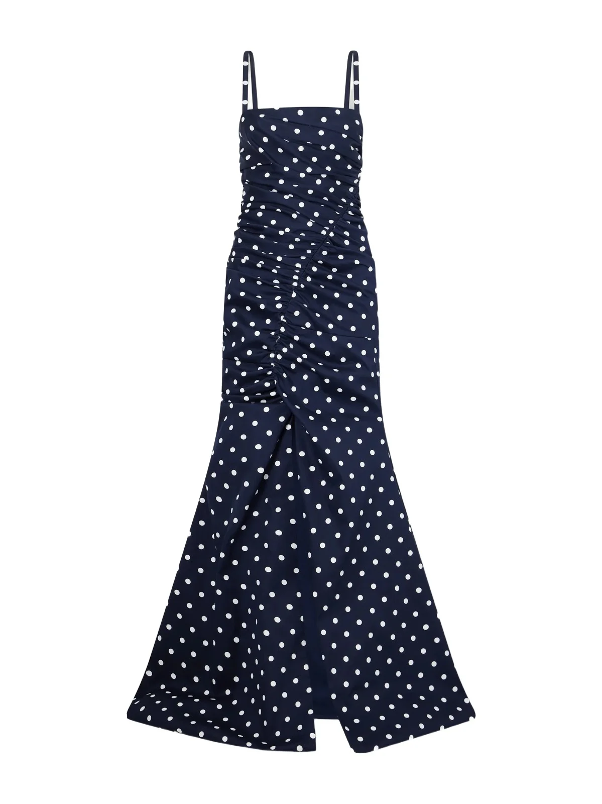 Carolina Herrera Gathered Polka-dot Cotton-blend Twill Gown