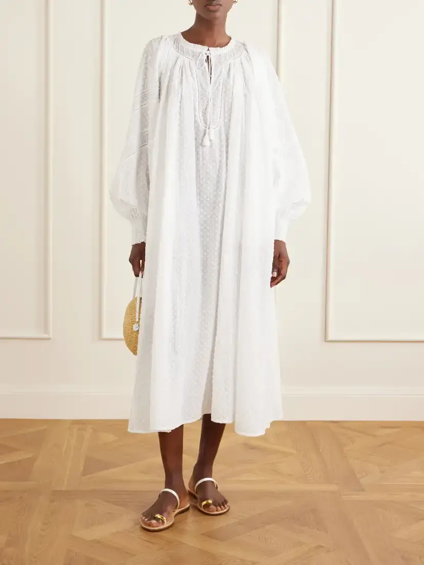 Thierry Colson Vladia Ruffled Embroidered Cotton Maxi Dress | Thumbnail 2 Thierry Colson Vladia Ruffled Embroidered Cotton Maxi Dress | Thumbnail 2