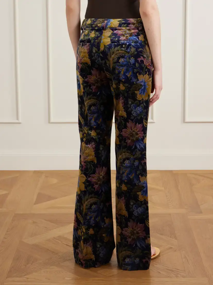 Etro Printed Cotton-blend Velvet Flared Pants | Thumbnail 4 Etro Printed Cotton-blend Velvet Flared Pants | Thumbnail 4