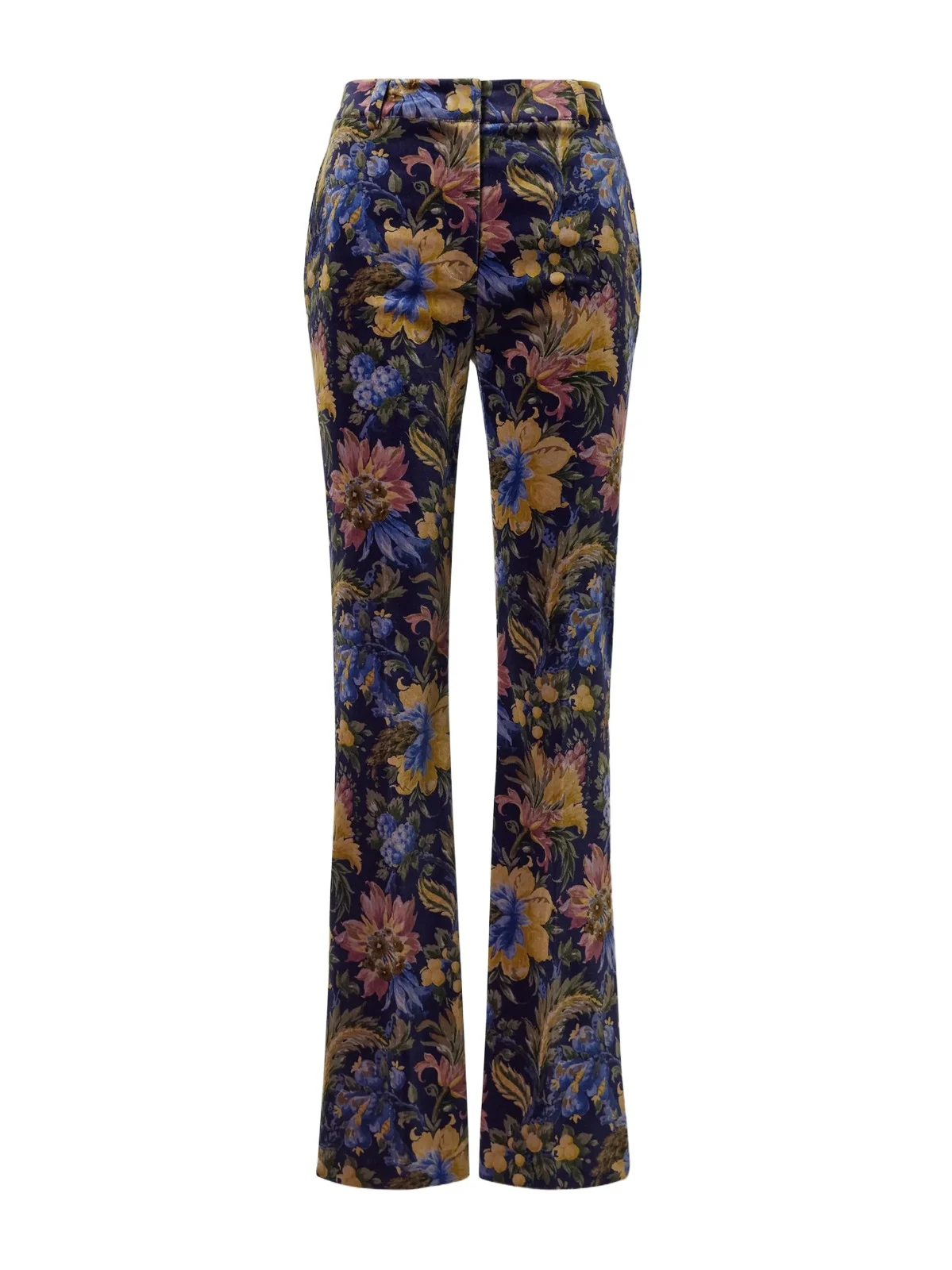 Printed Cotton-blend Velvet Flared Pants
