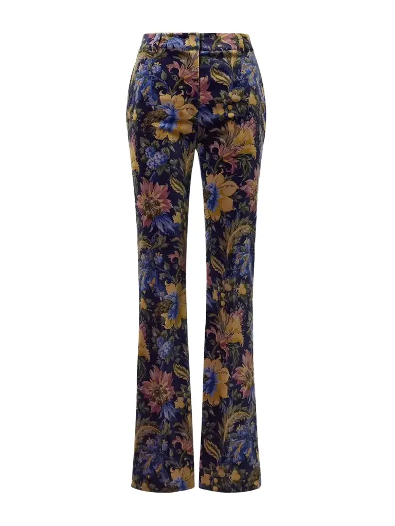 Etro Printed Cotton-blend Velvet Flared Pants | Image 1 Etro Printed Cotton-blend Velvet Flared Pants | Image 1