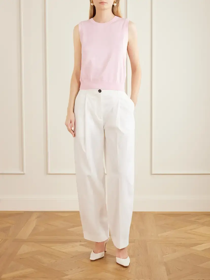 Carolina Herrera Ribbed Silk And Cotton-blend Vest - Pink | Thumbnail 2 Carolina Herrera Ribbed Silk And Cotton-blend Vest - Pink | Thumbnail 2