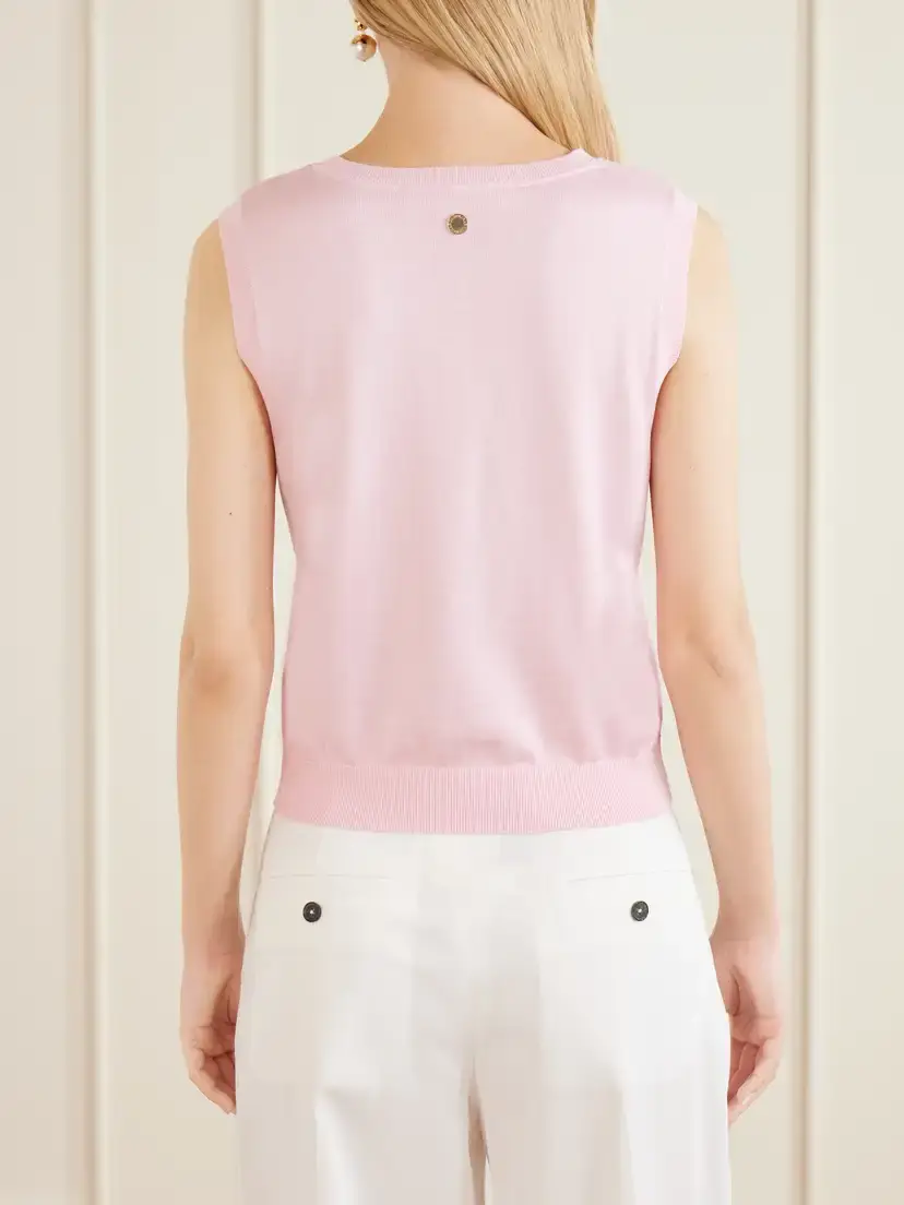 Carolina Herrera Ribbed Silk And Cotton-blend Vest - Pink | Thumbnail 3 Carolina Herrera Ribbed Silk And Cotton-blend Vest - Pink | Thumbnail 3