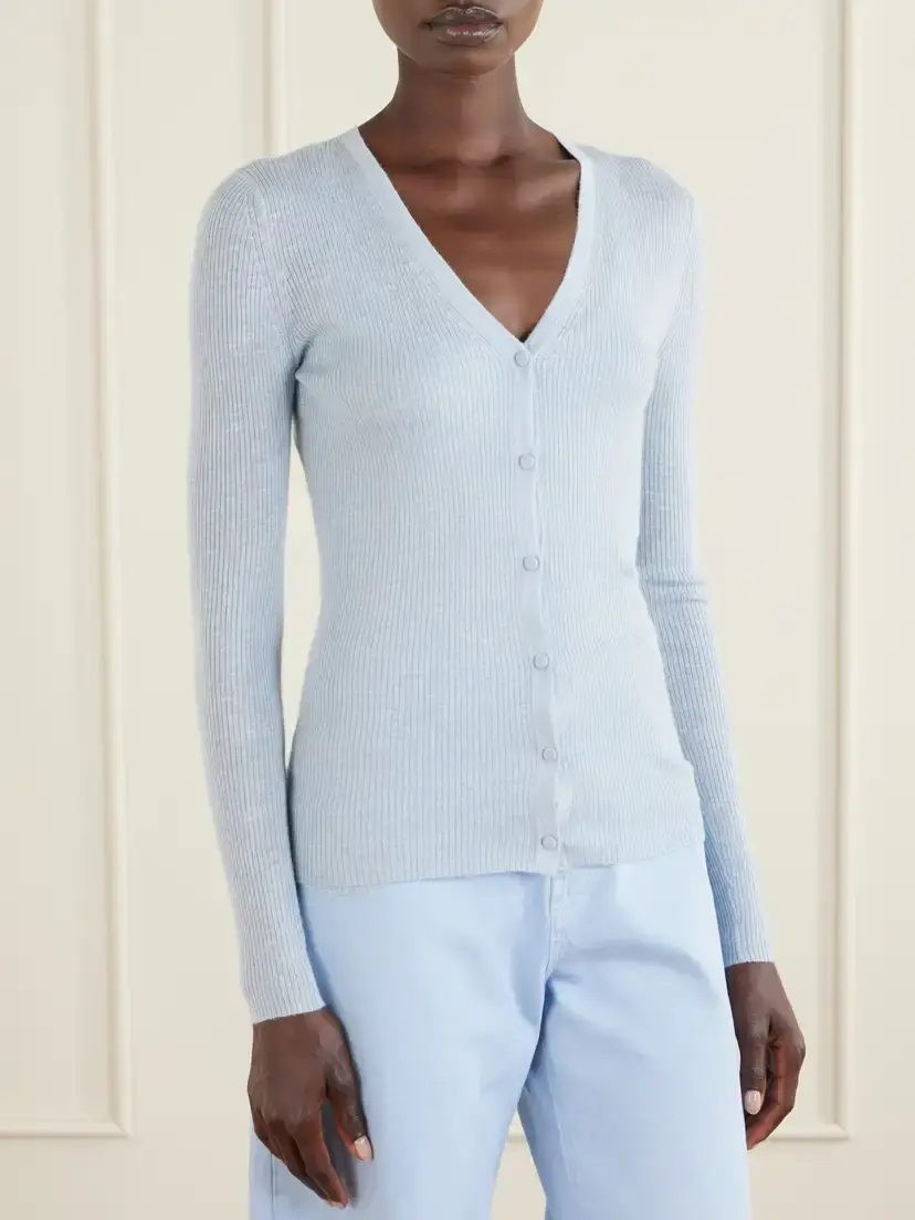 Gabriela Hearst Aiste Ribbed Cashmere, Silk And Hemp-blend Cardigan | Thumbnail 3 Gabriela Hearst Aiste Ribbed Cashmere, Silk And Hemp-blend Cardigan | Thumbnail 3