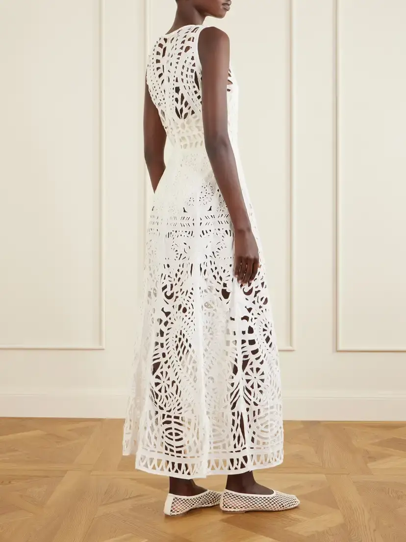Emporio Sirenuse Vivienne Brisé Cut-out Cotton Midi Dress | Thumbnail 3 Emporio Sirenuse Vivienne Brisé Cut-out Cotton Midi Dress | Thumbnail 3