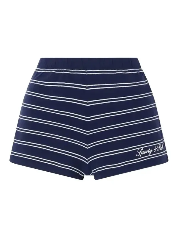 Logo-embroidered Striped Cotton-jersey Shorts