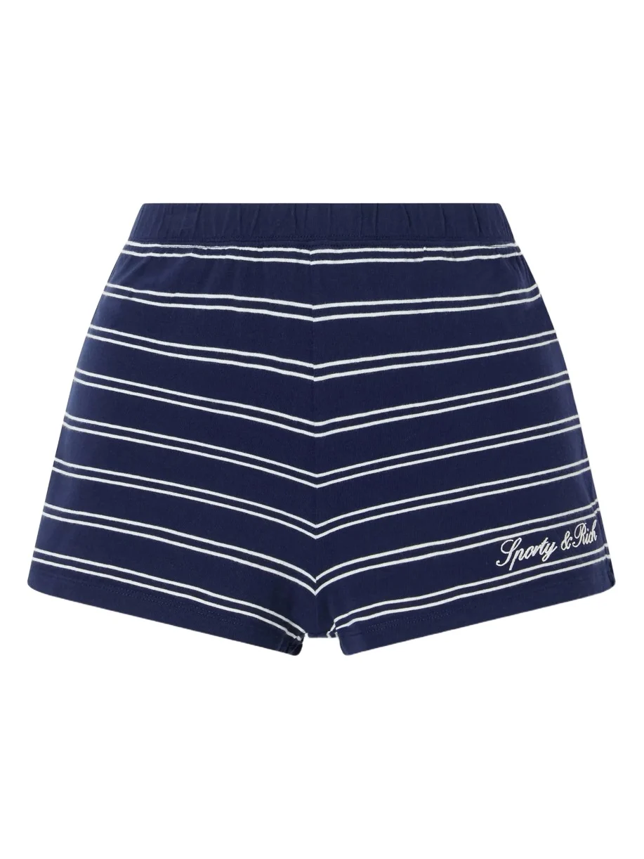 Logo-embroidered Striped Cotton-jersey Shorts