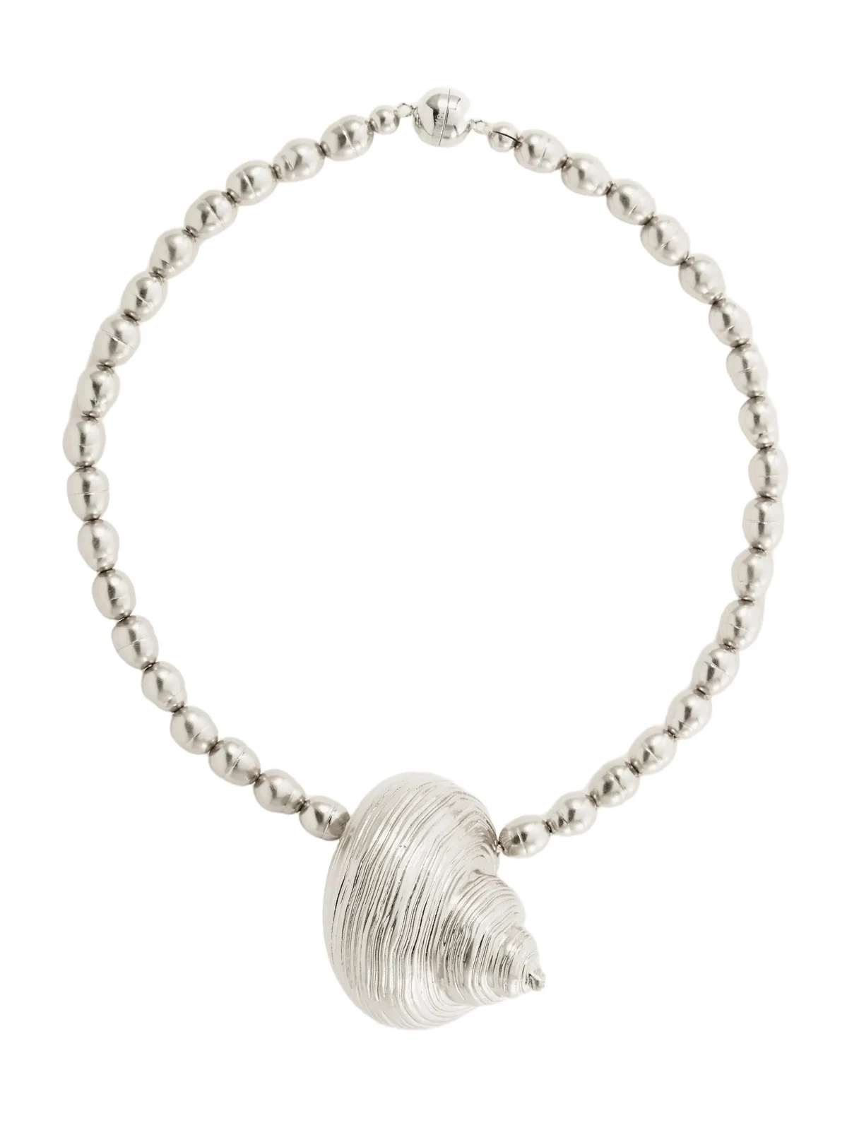 Mykonos Rhodium-pleated Beaded Necklace Mykonos Rhodium-pleated Beaded Necklace
