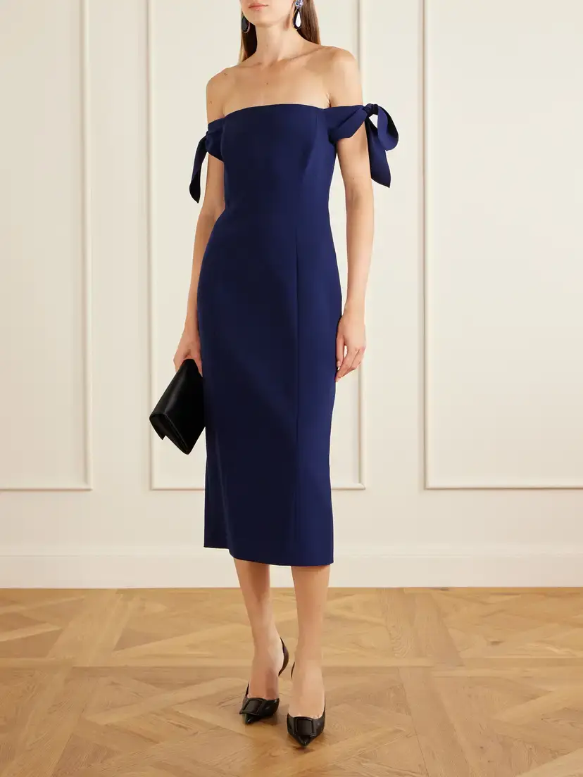 Carolina Herrera Off-the-shoulder Crepe Midi Dress | Thumbnail 2