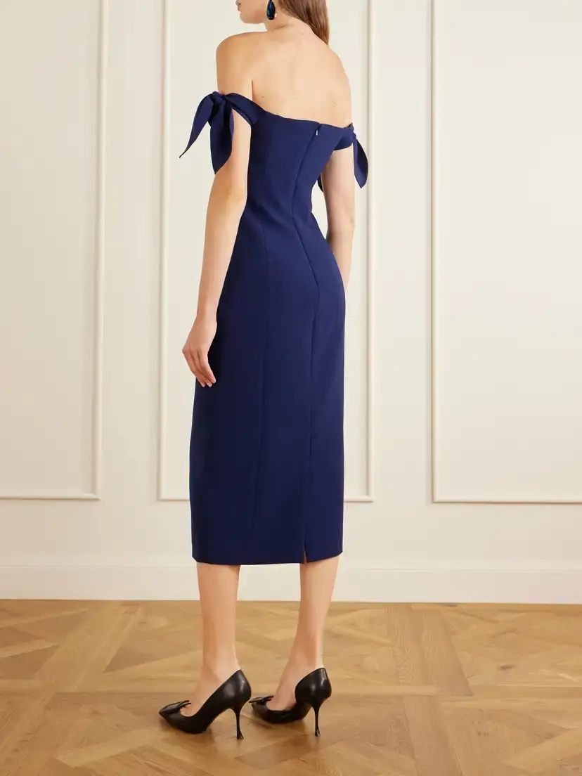 Carolina Herrera Off-the-shoulder Crepe Midi Dress | Thumbnail 3