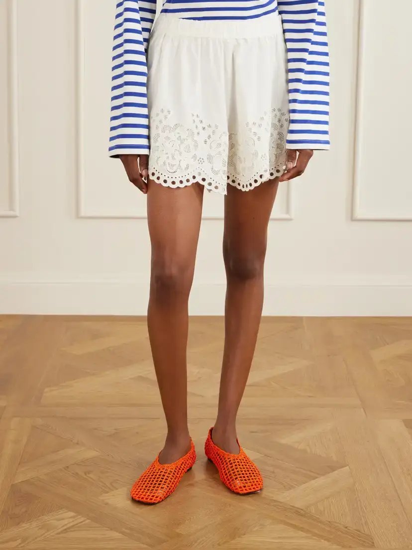 Sea Gardener Embroidered Cotton And Linen-blend Shorts - White | Thumbnail 3