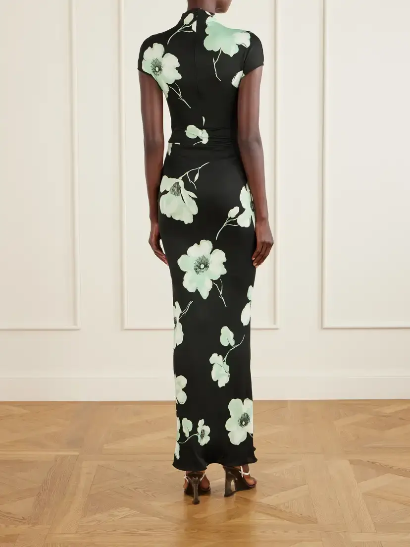 Alaïa Jersey Floral-print Maxi Dress | Thumbnail 3 Alaïa Jersey Floral-print Maxi Dress | Thumbnail 3