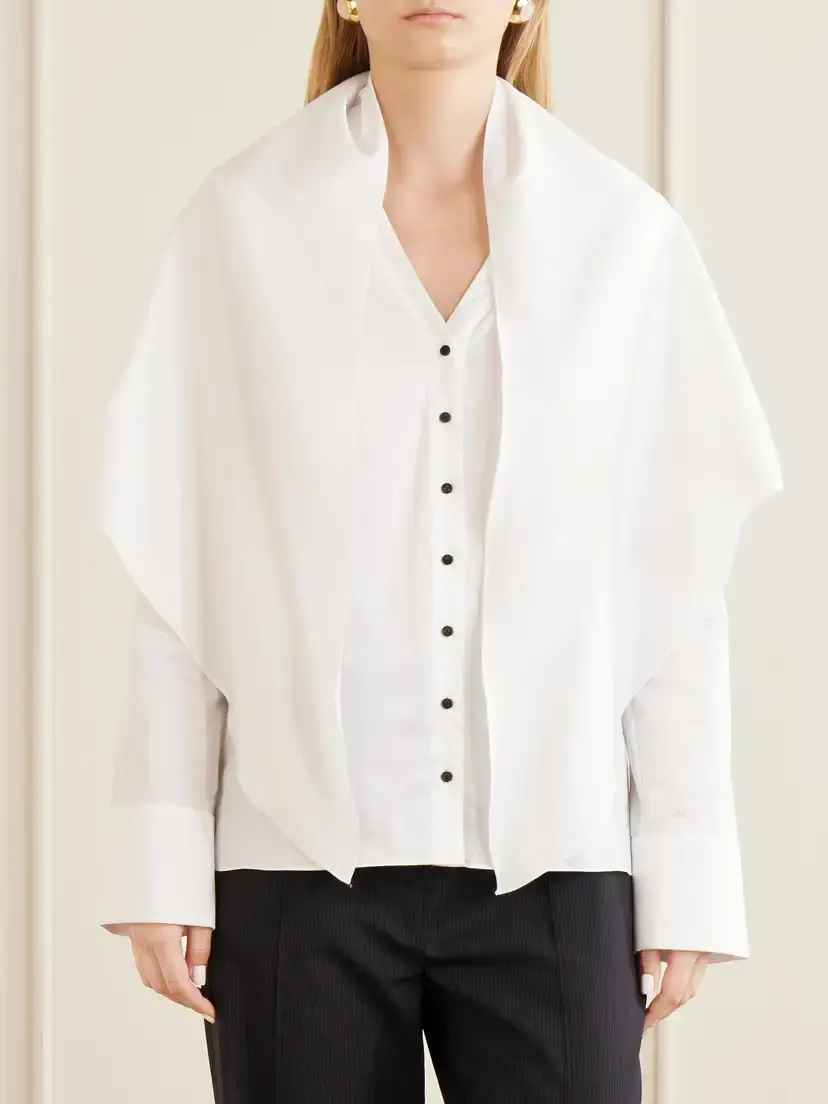 Tove Nia Scarf-detailed Cotton-poplin Shirt | Thumbnail 3