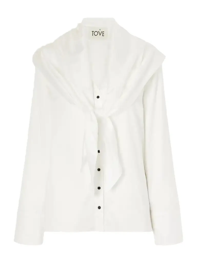 Tove Nia Scarf-detailed Cotton-poplin Shirt | Image 1 Tove Nia Scarf-detailed Cotton-poplin Shirt | Image 1